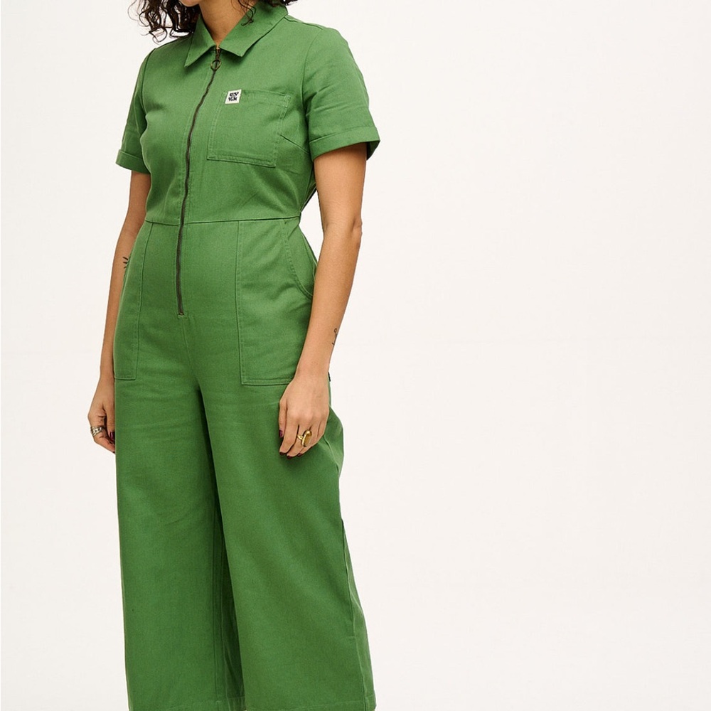 Lucy & Yak Green Short-Sleeve Utility Jumpsuit
